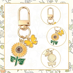 6Pcs 3 Styles Flower Alloy Enamel Pendant Decorations&nbsp;HJEW-YW00369