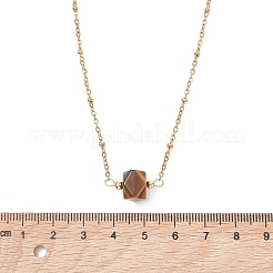 Natural Mixed Stone Faceted Nuggets Pendant 304 Stainless Steel Satellite Chain Necklaces&nbsp;NJEW-JN06025
