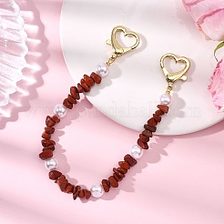 Natural Red Jasper Chip Beaded Purse Decorative Chains&nbsp;HJEW-JM04463-02