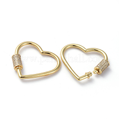 Brass Micro Pave Cubic Zirconia Screw Carabiner Lock Charms&nbsp;ZIRC-G160-16G