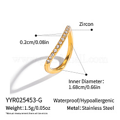 304 Stainless Steel Micro Pave Cubic Zirconia Steel Finger Rings for Women&nbsp;DV2865-1