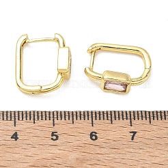 Brass Pave Single Cubic Zirconia Hoop Earrings&nbsp;KK-CBA98BA-18G