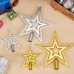 4Pcs 4 Style Plastic Christmas Treetop Star Ornament&nbsp;AJEW-GA0006-07
