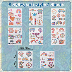 8 Sheets 8 Style Love and Peace Theme Paper Body Art Tattoos Stickers&nbsp;DIY-CP0007-55