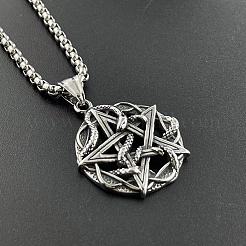 304 Stainless Steel Punk Skull Pentagram Pendant Necklaces for Men's Jewelry&nbsp;WZ8704