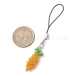 Carrot Glass Seed Beaded Mobile Straps&nbsp;HJEW-MZ00224