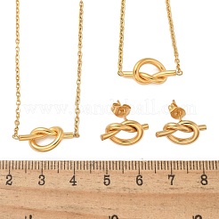 Knot 304 Stainless Steel Pendant Necklaces & Bracelets & Stud Earrings Sets for Women&nbsp;SJEW-C004-16G
