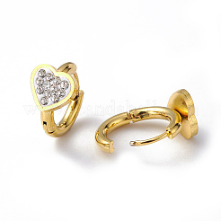 Crystal Rhinestone Heart Hoop Earrings&nbsp;EJEW-A094-03G