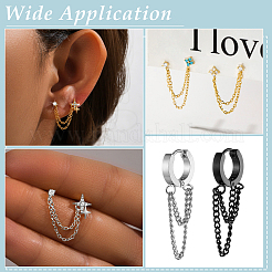 8Pcs 4 Colors Stainless Steel Cartilage Earrings with Double Dangle Chains&nbsp;AJEW-ME0001-50