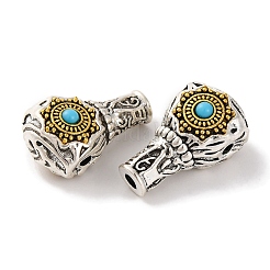 Rack Plating Tibetan Style Alloy 3 Hole Guru Beads&nbsp;PALLOY-F313-04AS