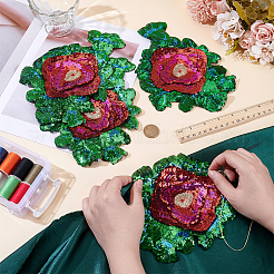 4Pcs Flower Paillette Cloth Sew on Appliques&nbsp;PATC-MA0001-20A