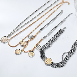 Bohemian Zinc Alloy Disc Pendant Multi-Layered Chain Necklaces for Women&nbsp;FS-WG91216-01