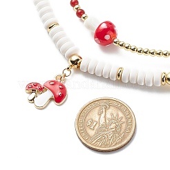 2Pcs 2 Style Alloy Enamel Mushroom Pendant Necklaces Set&nbsp;NJEW-JN04094