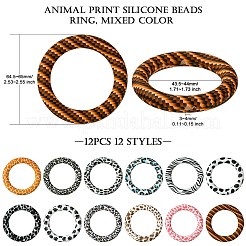 12Pcs 12 Styles Animal Print Silicone Beads&nbsp;SIL-CJ0001-33