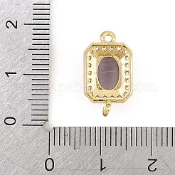 Brass Micro Pave Clear Cubic Zirconia Connector Charms&nbsp;CU-CBAFB7D-04G-03