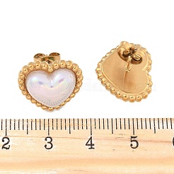 304 Stainless Steel Shell Heart Stud Earrings for Women&nbsp;EJEW-Z095-02G