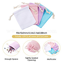 12Pcs 4 Colors Rectangle Cloth Packing Pouches&nbsp;ABAG-TA0001-78