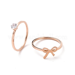 2Pcs 2 Style Clear Cubic Zirconia Couple Rings Set&nbsp;RJEW-D120-23B-RG