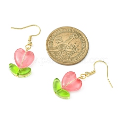 Heart Flower Glass & Lampwork Dangle Earrings&nbsp;EJEW-JE05324