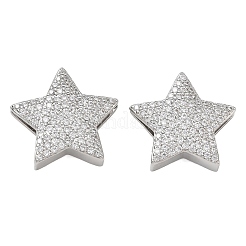 Rack Plating Brass Micro Pave Cubic Zirconia Slide Charms&nbsp;CU-CBA01AA-26P