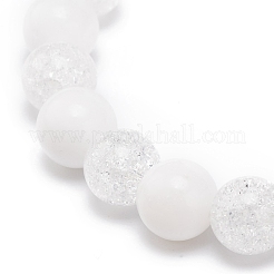 Natural Gemstone & Synthetic Crackle Quartz Round Beaded Stretch Bracelet for Women&nbsp;BJEW-JB08528