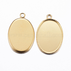 Ion Plating(IP) 304 Stainless Steel Pendant Cabochon Settings&nbsp;X-STAS-H378-06G