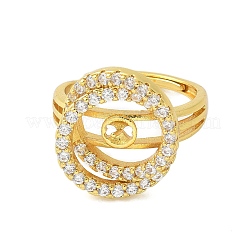 Brass Micro Pave Cubic Zirconia Adjustable Ring Settings&nbsp;KK-K297-05G