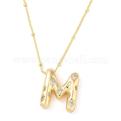 Brass Micro Pave Clear Cubic Zirconia Pendant Necklaces&nbsp;NJEW-Z038-01G-M