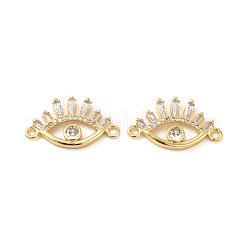 Rack Plating Brass Pave Clear Cubic Zirconia Connector Charms&nbsp;KK-D087-06G
