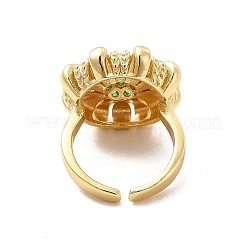Cubic Zirconia Flower Open Cuff Ring&nbsp;RJEW-C055-05G