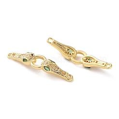 Rack Plating Brass Micro Pave Cubic Zirconia Snake Connector Charms&nbsp;KK-C084-10A-G