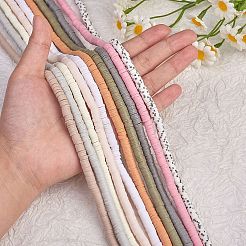 10 Strands 10 Colors Flat Round Handmade Polymer Clay Beads&nbsp;CLAY-SZ0001-98