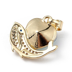 Real 18K Gold Plated Rack Plating Brass Micro Pave Cubic Zirconia Pendants&nbsp;KK-C015-28G-17