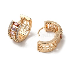 Brass Micro Pave Cubic Zirconia Hoop Earrings&nbsp;EJEW-M238-48KCG