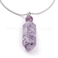 Natural Amethyst Openable Perfume Bottle Pendant Necklaces&nbsp;NJEW-H257-01P