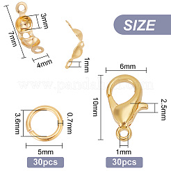 30Pcs Brass Lobster Claw Clasps with 30Pcs Open Jump Rings & 30Pcs Bead Tips&nbsp;KK-GO0001-13