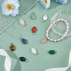 10Pcs 10 Styles Mixed Gemstone Pendants&nbsp;G-HY0001-46