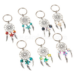 7Pcs Alloy & Synthetic Turquoise Keychain&nbsp;KEYC-TAC00049