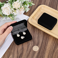 4Pcs Velvet Gift Cufflink Boxes with Hinged Lid and Black Inside&nbsp;CON-PH0003-64B