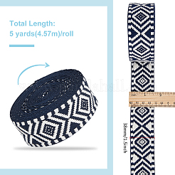 5 Yards Ethnic Style Polycotton Jacquard Rhombus Ribbon&nbsp;OCOR-WH0078-167B