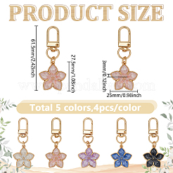 20Pcs 5 Colors Zinc Alloy Keychains&nbsp;HJEW-DR0001-12