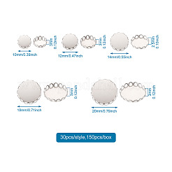 150Pcs 5 Styles 316 Surgical Stainless Steel Lace Edge Bezel Cups&nbsp;STAS-CD0001-09