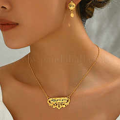 Alloy Hollow Rectangle with Word Stud Earrings & Pendant Necklaces Sets for Women&nbsp;RS2202