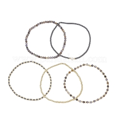 5Pcs 5 Styles Natural Rainbow Moonstone & Iolite & Non-magnetic Synthetic Hematite Beads Bracelets&nbsp;BJEW-JB13090