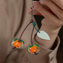 1Pc Lampwork Persimmon Mobile Straps&nbsp;AJEW-LP0005-56