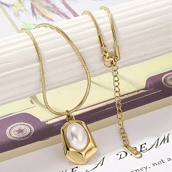Shell Pearl Polygon Pendant Necklaces&nbsp;NJEW-K255-11G