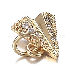 Brass Micro Clear Cubic Zirconia Charms&nbsp;ZIRC-F120-048G