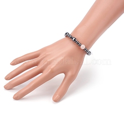 Non-magnetic Synthetic Hematite Beads Stretch Bracelets&nbsp;BJEW-JB05925