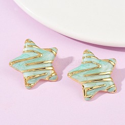 304 Stainless Steel Enamel Star Stud Earrings&nbsp;STAS-D368-04G