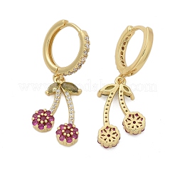 Brass Cubic Zirconia Hoop Earrings&nbsp;EJEW-R016-16G
